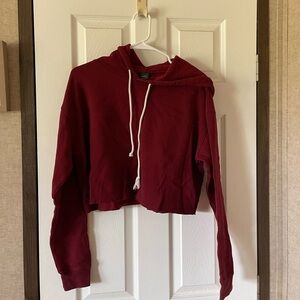 Cropped Sweatshirt. This is a dark maroon.